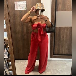 JLUXLABEL red love linen pants set